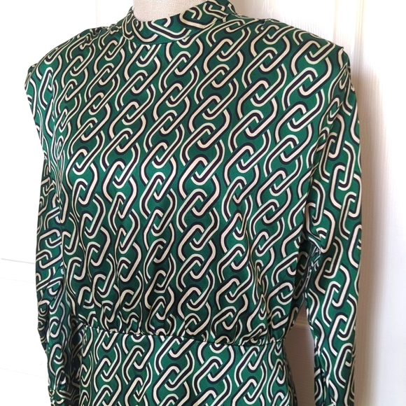 MNG Mango Green Chain Print Long Sleeve Dress - Picture 8 of 9